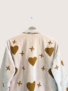 เสื้อโค้ทผ้าฝ้ายลายซูซานีสไตล์โบฮีเมียนแบบเป็นมิตรต่อสิ่งแวดล้อมสำหรับผู้หญิงไซส์พลัส  แบบเย็บเปิด  แขนยาว  ใส่สบาย  เหมาะสำหรับฤดูหนาว  ตกแต่งด้วยลายปัก - Product Image 2
