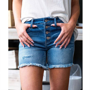 Shorts de Mezclilla para Mujer, Diseño Nuevo, Verano, Transpirables, Secado Rápido, Ecológicos, con Dobladillo Deshilachado, Estilo Vintage - Product Image 1