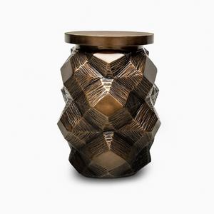 Taburete de Aluminio de Alta Calidad y Lujo, Muebles de Primera Calidad, Taburete Metálico con Acabado Dorado, Otomanas de Latón - Product Image 6