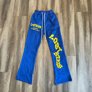Pantalones de Hombre Negros de Talla Grande, Corte Acampanado, Cintura Elástica con Cordón, Estilo Urbano, Forro Polar, Whiteaura International - Product Image 4