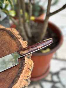 Cuchillo de cocina de acero de Damasco con mango de madera, hoja dentada, punta caída personalizable ODM, grosor de 0.6 mm, grado DIY, individual - Product Image 5