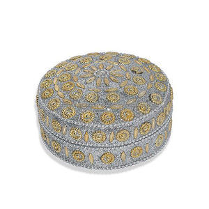 Designer Box Beaded & <b>Mirror</b> Work Orgnagizer Customized Beaded Trinket Box Souvnier Gift Decorative Metal Pill Box - Product Image 5