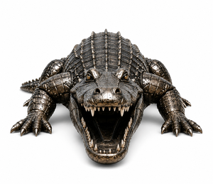 Grande sculpture de crocodile en bronze, statue en métal représentant une faune sauvage, décoration personnalisée pour jardin, pelouse, paysage, cour, animal décoratif - Product Image 1
