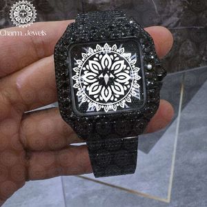 Charm Jewels Luxury Women's Stainless Steel <b>Watch</b> Square Case Analog Dial Luminous <b>Black</b> Crystal Design 38mm - Product Image 1