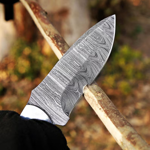 Couteau de chasse artisanal à lame large en acier Damas, manche en bois anthracite, avec embout en acier – Vente en gros de couteaux de camping - Product Image 2