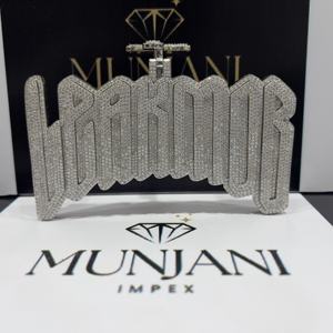 Colgante de Plata 925 con Diamante Moissanita VVS de Corte Brillante, Chapado en Plata, Certificado IGI, Estilo Hip Hop, Personalizado con Nombre para Hombre - Product Image 5