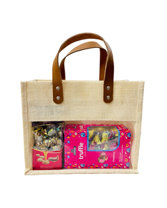 Sac cadeau personnalisé en jute, sacs fourre-tout de Noël, pochette en toile de jute écologique, sac en toile de jute avec fenêtre transparente en PVC pour les fêtes - Product Image 2