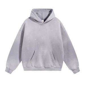 Sweat-shirt à capuche rose surdimensionné, couleur unie, décontracté, en molleton, avec poche avant, coupe classique, tricoté, unisexe - Product Image 2
