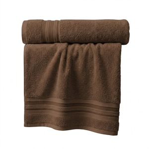 Serviettes de bain de luxe 100% coton peigné, très absorbantes, séchage rapide, pour hôtels et spas, couleur taupe marron, bordure Dobby, en lin - Product Image 5