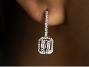 Pendientes de diamantes cultivados en laboratorio con 1 quilate de peso, oro macizo, elegantes, colgantes, joyería fina hecha a mano, regalo de aniversario para mujer - Product Image 2