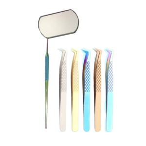 Pince à épiler pour extensions de cils de haute qualité avec revêtement diamanté, 6 couleurs, en acier inoxydable, pointe volume, kit d'outils durables pour cils - Product Image 1