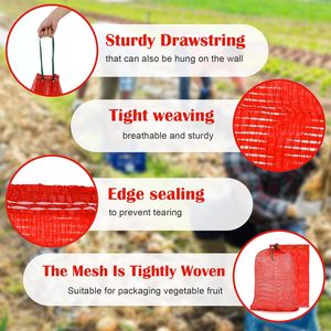 Sacs à oignons en filet réutilisables avec cordon de serrage, sacs de rangement respirants pour légumes frais, réutilisables avec cordon de serrage - Product Image 2