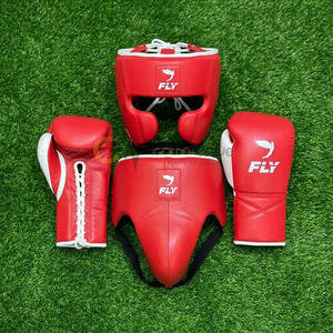 Set de Boxeo Premium al por Mayor: Guantes de Cuero Vacuno, Protector de Cabeza y Protector Inguinal. OEM Disponible. Kit o Set de Sparring para Luchadores. - Product Image 1