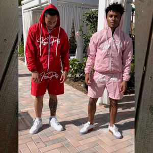 Conjunto Deportivo Satinado Unisex para Hombre, Venta Caliente, Diseño Personalizado ODM, Chaqueta Corta y Pantalones Cortos para Primavera - Product Image 4