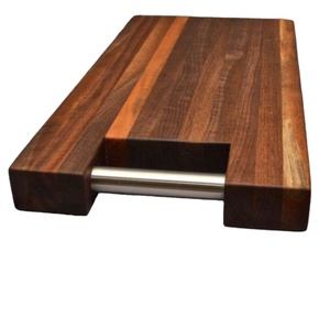 Poignée en forme de corne, ensemble de 2 pièces, planche en bois en forme de rectangle personnalisée, planche à découper en bois d'acacia - Product Image 6