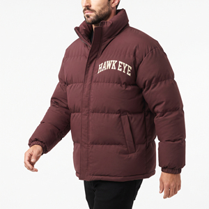 Chaqueta de Invierno Cálida para Hombre, Chaqueta Acolchada Gruesa con Cuello Alto, Resistente al Viento, Informal, para Exteriores, con Cierre Completo, Corte Regular, Color Sólido - Product Image 3