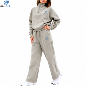 Conjunto de Sudadera con Cierre de Cremallera y Pantalones Anchos para Mujer, Logotipo Personalizado, Chándal Informal, Proveedor Mayorista, Servicios OEM - Product Image 1