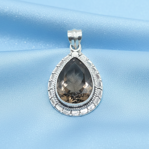Colgante de Cuarzo Ahumado Natural en Forma de Pera, Plata de Ley 925, Hecho a Mano, Estilo Vintage, con Engaste de Filigrana, Joyería en Forma de Lágrima, Regalo para Mujer, Unisex, Mamá - Product Image 3
