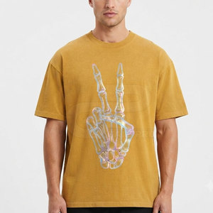 เสื้อยืดพิมพ์ลายสะท้อนแสงขนาดใหญ่สำหรับผู้ชายเสื้อยืดผ้าฝ้ายทรงหลวมสบายสไตล์สตรีทสบาย ๆ เสื้อผ้าแฟชั่นฤดูร้อนที่สวมใส่สบาย - Product Image 3
