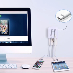 Siêu mỏng nhà thông minh đa cắm USB tường sạc 2 Outlet bảo vệ tăng với 2 USB travel <span class=keywords><strong>adapter</strong></span> với người giữ điện thoại - Product Image 5