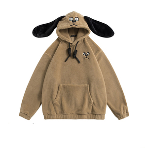 OEM Manufacturer Wholesale Winter Custom Logo Dog <b>Ear</b> Men Hoodie Embroidery Unisex Casual Thick Fluffy Fleece Sherpa Hoodie - Product Image 1