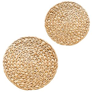 Sous-verres et sets de table durables en jacinthe d'eau tressée – Napperons en osier naturel pour la décoration de salle à manger - Product Image 1