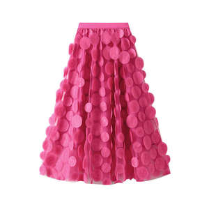 Falda midi texturizada para mujer, de cintura alta elástica, elegante, con gran vuelo, para fiesta, falda llamativa - Product Image 1
