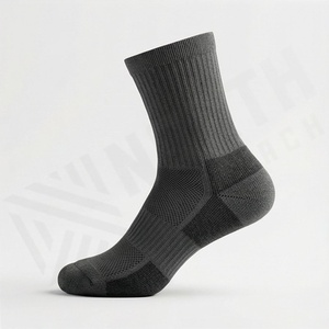 Crew <b>Socks</b> Solid Black Knitted Polyester Spandex Breathable <b>Running</b> Athletic <b>Socks</b> for Adults Spring Season - Product Image 3