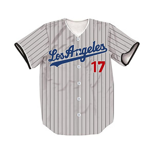 Maillots de baseball à rayures à manches courtes avec boutons pour les fans - Product Image 1