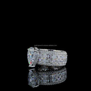 Poire classique et Asscher et coupe ronde bijoux en diamant complet femmes bague de fiançailles en argent 925 - Product Image 5