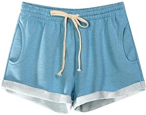 Shorts pour femmes à taille haute avec cordon de serrage, 100% coton, avec poches, grande taille, confortables, respirants, écologiques, séchage rapide - Product Image 5