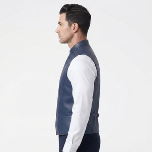 <b>Men's</b> Fashion Genuine <b>Leather</b> <b>Vest</b> <b>Men</b> Office Wear Sleeveless <b>Leather</b> Waistcoat <b>Men</b> Down Button <b>Leather</b> <b>Vest</b> - Product Image 3