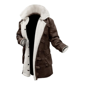 <b>Women's</b> Faux Leather Parka <b>Coat</b> Faux <b>Fur</b> <b>Lined</b> Double Breasted Long Winter Jacket with <b>Fur</b> Collar - Product Image 2