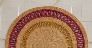 Tapis rond en jute tressé à la main, style bohème naturel, décoration rustique chic pour salon et chambre. - Product Image 2