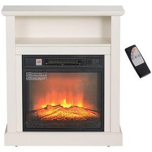 27\" Freestanding Electric <b>Fireplace</b> with LED Display Mantel 1400W Replaceable <b>Heater</b> Insert and Timer White - Product Image 1
