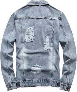 Chaqueta Vaquera Desgastada para Hombre, Cuello Camisero, Corte Regular, Algodón Lavado, Transpirable, Ropa de Abrigo Otoñal, Personalizable - Product Image 5