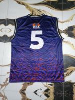 Jersey Basket Tanpa Lengan Bravehearts Pria V-Neck Cetak Transfer Panas Poliester/Katun Ramah Lingkungan Cepat Kering Geometris