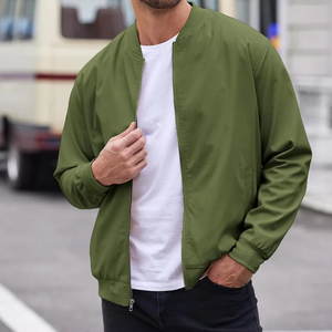 Chaqueta bomber personalizada con logo para hombre, estilo urbano de media temporada, chaqueta larga con cremallera para actividades al aire libre, chaqueta para hombre para actividades. - Product Image 3