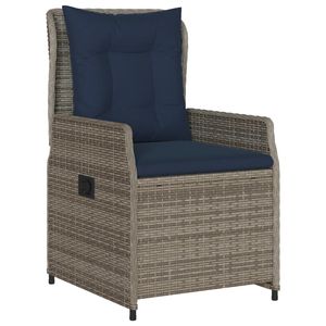 Chaise de patio inclinable en rotin PE gris avec pieds réglables standard, chaises de jardin - Product Image 4