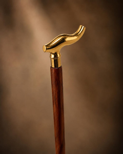 Canne de marche sculpturale en métal, bâton de marche en bois poli, élégante canne de gentleman, style vintage décoratif, fabriquée à la main - Product Image 2