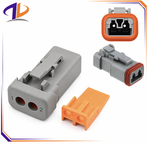 DT06-2S-E003 ปลั๊กกันน้ำสำหรับยานยนต์แบบ 2 ขา ทำจากทองแดงและไนลอน ใช้ได้กับขั้วต่อแบบตัวเมีย สีเทา รุ่น DT Series - Product Image 1
