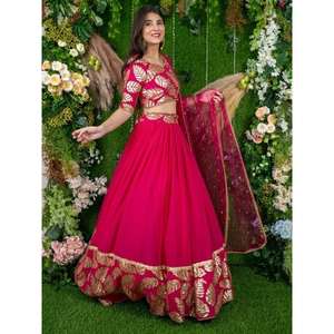 Superb Pink Lentejuelas Bordado Georgette Compromiso Wear Lehenga Choli - Product Image 5