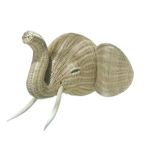 Original Woven <b>Elephant</b> Head <b>Decor</b> Craft rattan decorate kids Organic Plant Fiber For Youth Living Space Styling Setup - Product Image 3