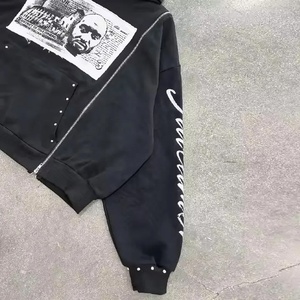 เสื้อฮู้ดดี้ผู้ชายแบบซิปเต็มตัว ลวดลายซันเฟด ฟอกสี ปักลาย พิมพ์ลายตามสั่ง ขายส่งราคาพิเศษ สตรีทแวร์ OEM โพลีเอสเตอร์/คอตตอน - Product Image 3