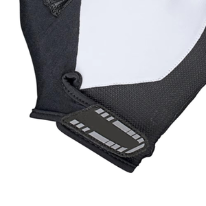 Half Finger Breathable Genuine Leather Gloves Black White Canvas Palm Protection Sport Cycling Fitness <b>Workout</b> - Product Image 5