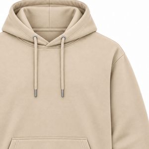Mens Beige Pullover <b>Hoodie</b> <b>Plain</b> Long Sleeve Casual Sweatshirt Custom Logo Streetwear Sportswear Gym Top Shoukat Apparel - Product Image 2