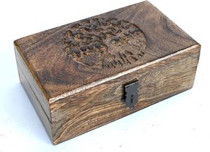 Handmade Polished <b>Wooden</b> Rectangular <b>Box</b> with Intricate Carvings for Home & Decor Tabletop <b>Art</b> Collectible - Product Image 4