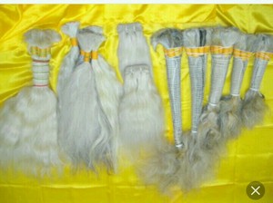 <b>Top</b> Grade White Remy bulk hair extension Wholesale Indian White remy bulk hair High premium quality 100% Indian temple hair - Product Image 2