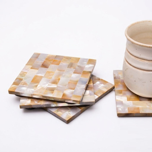 Mother of Pearl Square <b>Coaster</b> Set Shell Inlay Mosaic <b>Drink</b> <b>Coasters</b> Wholesale Eco-Friendly Hotel Restaurant Tableware Supplies - Product Image 1
