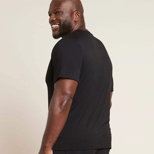 Camiseta negra de gimnasio personalizada al por mayor, lisa, con lavado ácido, de algodón, holgada, extragrande para hombre, de corte suelto. - Product Image 3